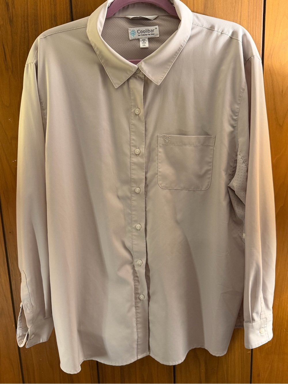 Coolibar Women's Button-Down Long Sleeve Shirt in Light Taupe